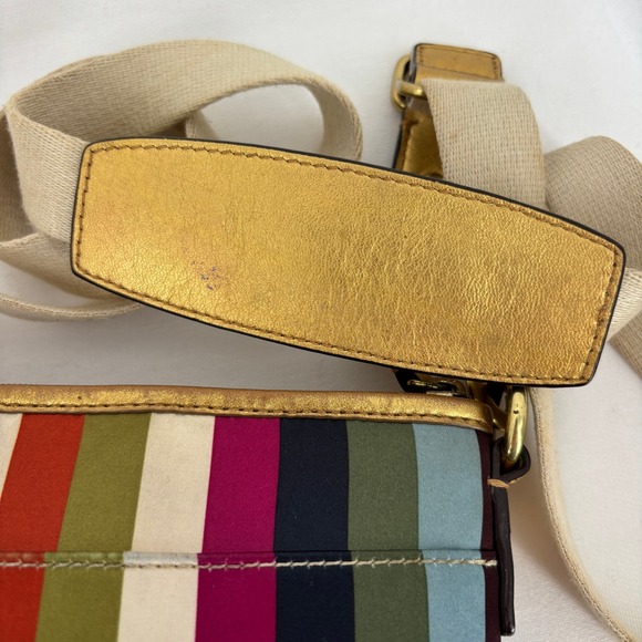 Coach Julia Legacy Striped Swingpack Crossbody Bag Gold Multicolor Eclectic - Picture 8 of 15